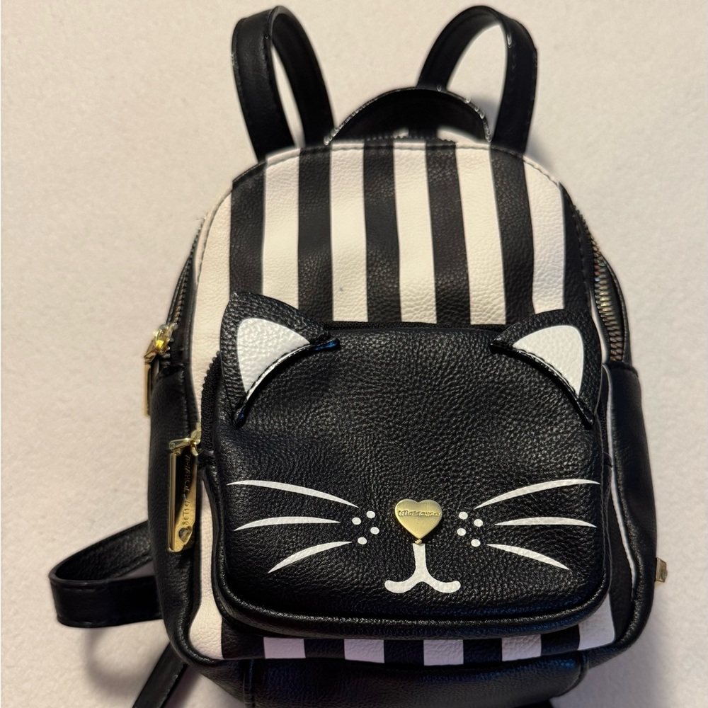 Betsey Johnson Cat Backpack w/ Floral Interior Design